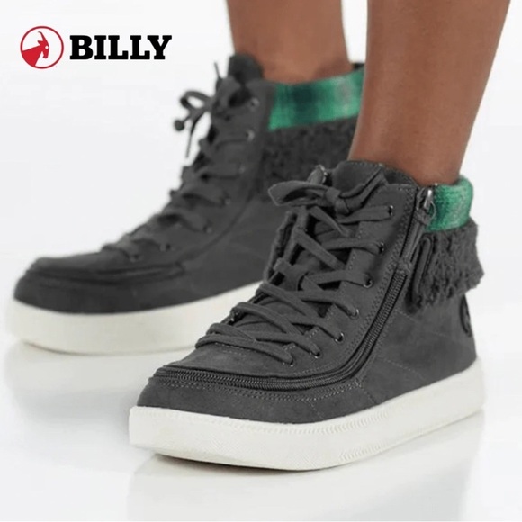 BILLY Kids Sherpa Plaid Cuff High Tops - Unisex - Picture 1 of 15